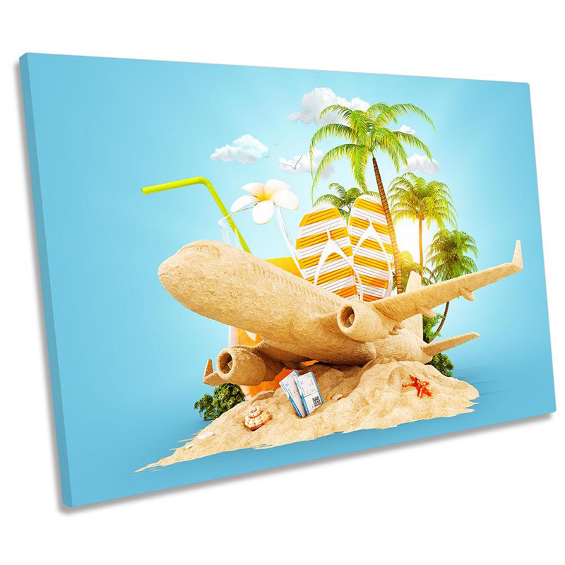 Z2549 Holiday Travel Plane Beach - Wrapped Canvas Print, 50.8cm H x 76.2cm W x 2cm D