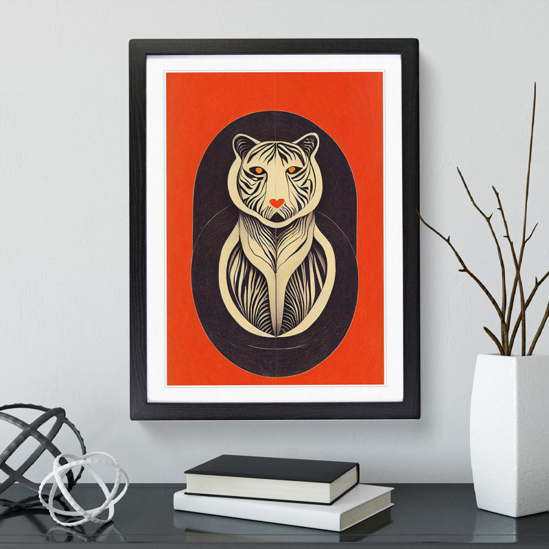 Tiger Nouveau No.2 - Framed Print, 64cm H x 46cm W x 2cm D, Black Framed