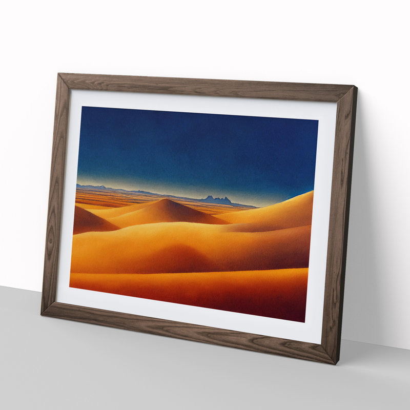 Watercolour Desert Vol.1 1 Piece Single Picture Frame Wall Art, 34cm H x 46cm W x 2cm D, Walnut Framed