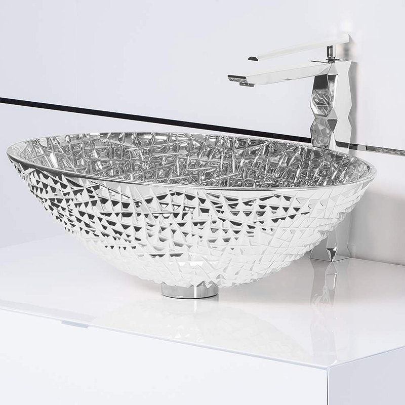 Diamante 20.8'' L Bathroom Sink, Silver