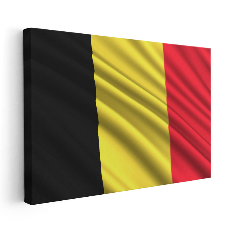 Drapeau de la Belgique flottant - reproduction d'art sur toile, H 20 po x l 30 po