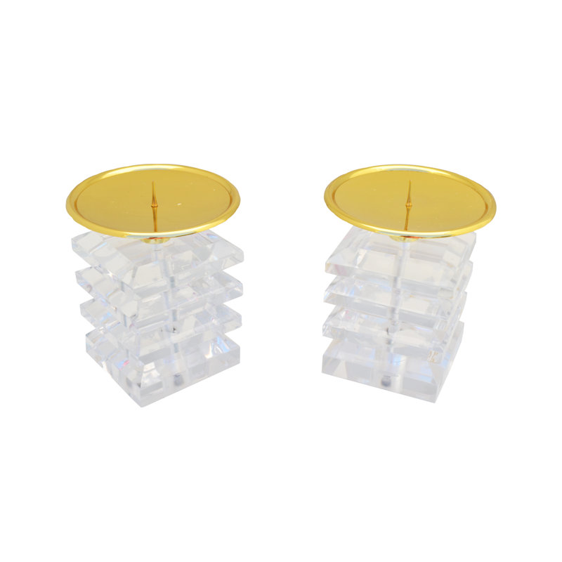 7'' Gold and Clear Acrylic Tabletop Candlestick Set