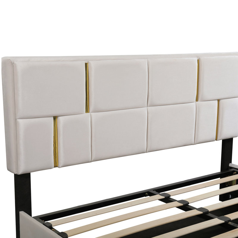 Kleomenis Upholstered Platform Storage Bed, Beige incorrect, Bed with Storage