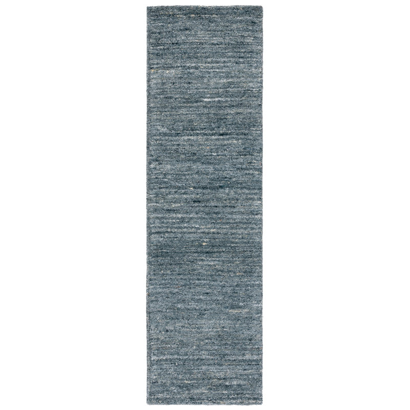 Moniz Hand Tufted Wool/Cotton & Other Fiber Solid Color Rug in Navy, Runner 2'3" x 8'