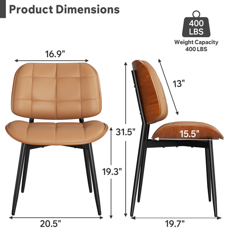PU Leather Upholstered Dining Chairs With Stitched Detailing And Soft Padding - Perfect Side Chairs For Dining Rooms, Kitchens, And Living Rooms.