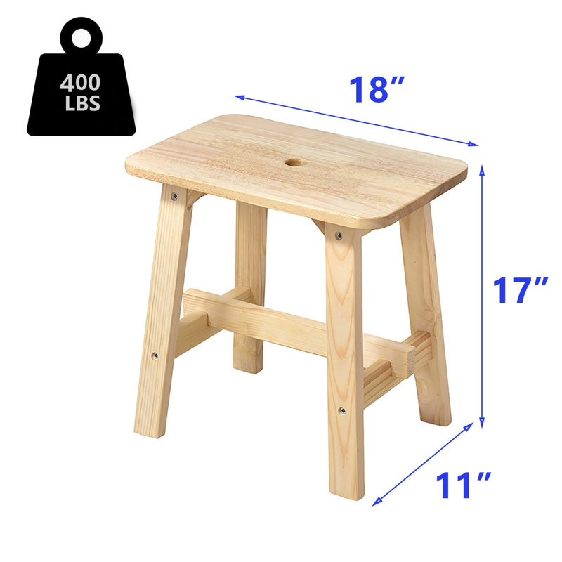 Solid Wood Rectangular Stool - Versatile Small Bench For Living Room, Bathroom, And Vanity Use