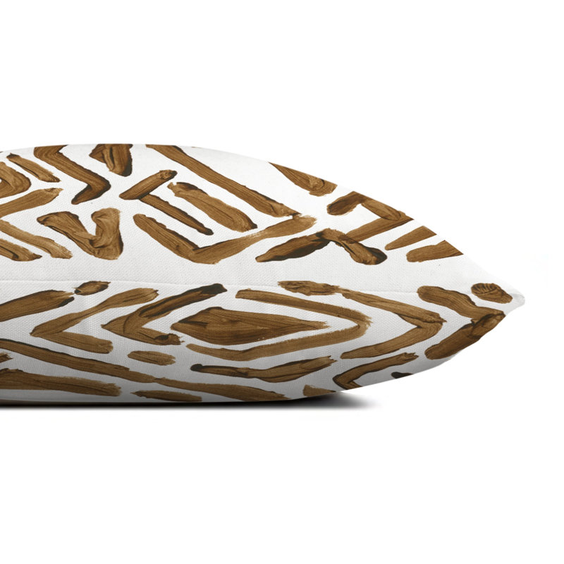 Abstract Outdoor Reversible Throw Pillow, 18" H x 18" W, Brown