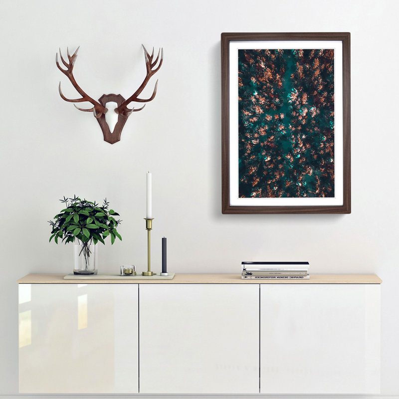 View of a Forest in Oslo Norway in Abstract - Picture Frame Graphic Art Print, 60cm H x 40cm W x 2cm D, Walnut