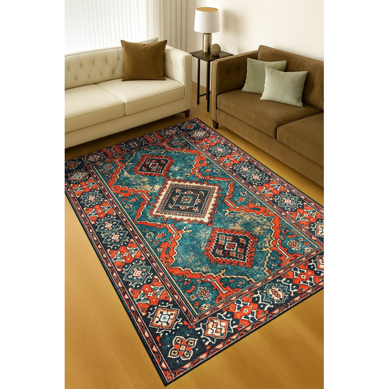 Tapis blanc tissé à motif lavable Mosso, 3'3" x 4'11"