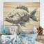 Poisson dans le bleu profond I - art mural en bois de poisson sur bois de pin naturel-1454634498