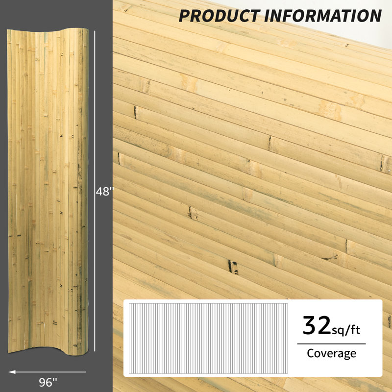 Art3d 48'' x 96'' Natural Bamboo Wall Panel for Interior Wall Décor for Living Room, Bedroom, Natural