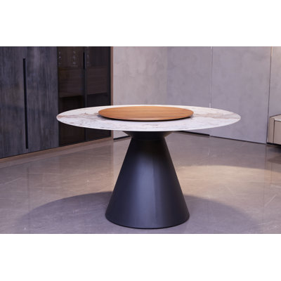 Sarethya 30”High 6-person Rotating artificial slate Dining Table