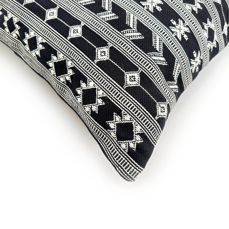 Housse de coussin géométrique en coton