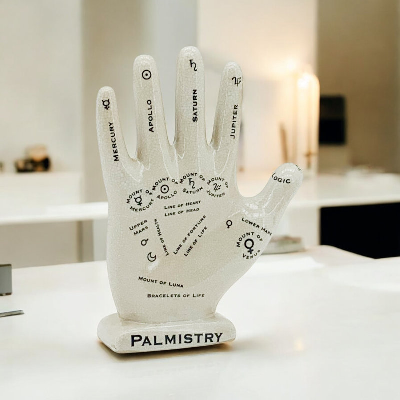 Caruthers Palmistry Hand Sculpture - Gold Astrology Symbol Figurine for Home, Office, Shelf and Tabletop Décor