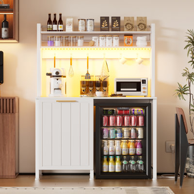 Mini Fridge Stand With Trash Can Storage