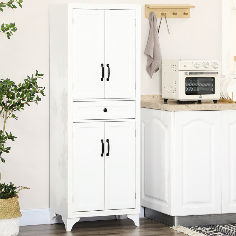 67" Tall Freestanding Kitchen Pantry Cabinet, 4-Door Storage Cabinet With Drawer And Adjustable Shelves