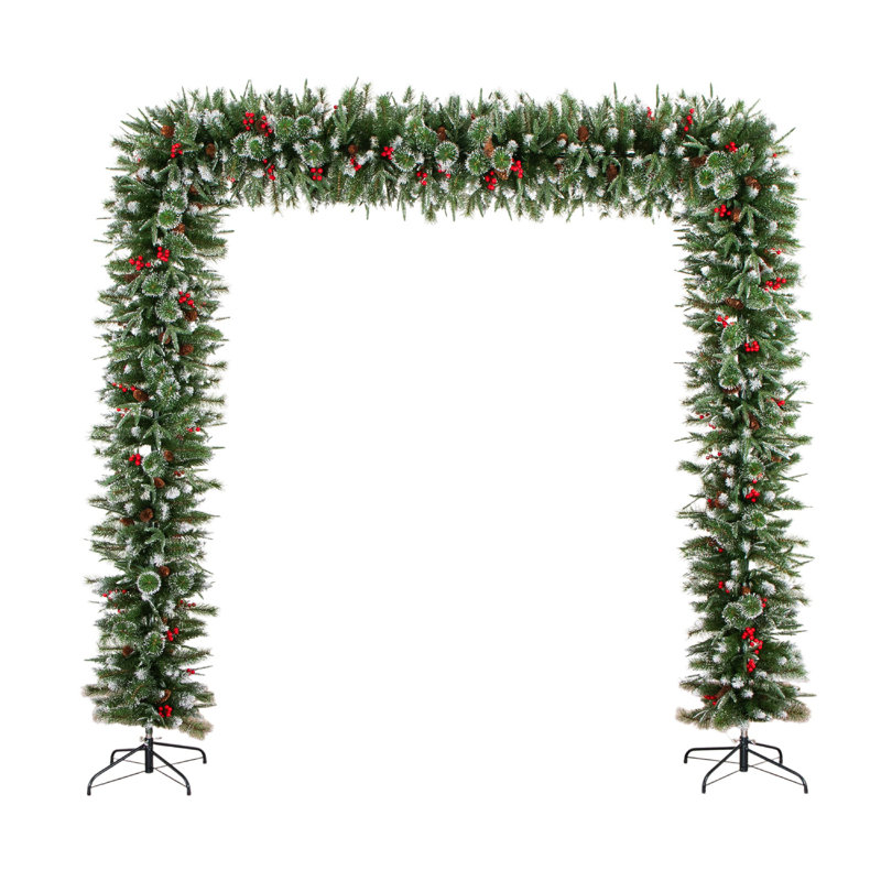8 pi. Arche de pin artificielle de Noël vert avec pommes de pin et baies