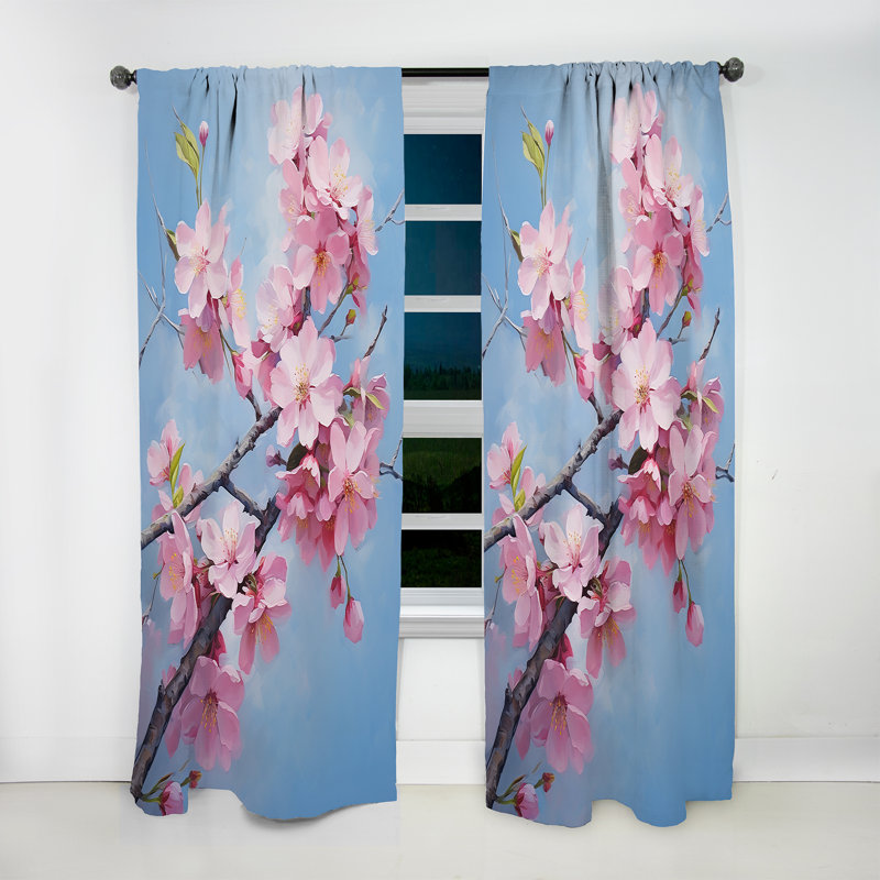 Apple Blossom Monochromatic Elegance XI - Traditional Velvet Curtain - Room Darkening - 1 Panel, 52" W x 84" L