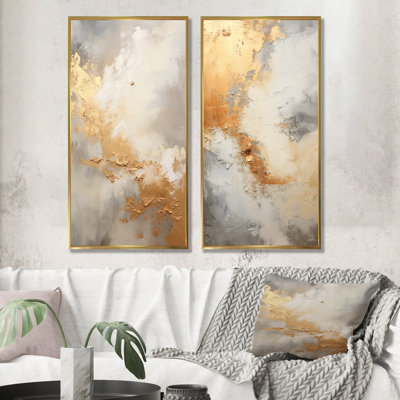 Beige And Gold Minimalism Storms - Storms Wall Art Prints Set Of 2