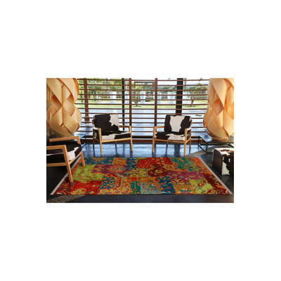 Tapis décoratif multicolore à motif floral rétro