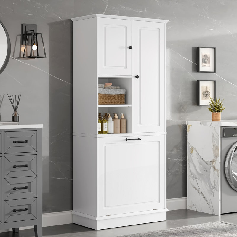 Tall Storage Cabinet with Adjustable Shelves, White