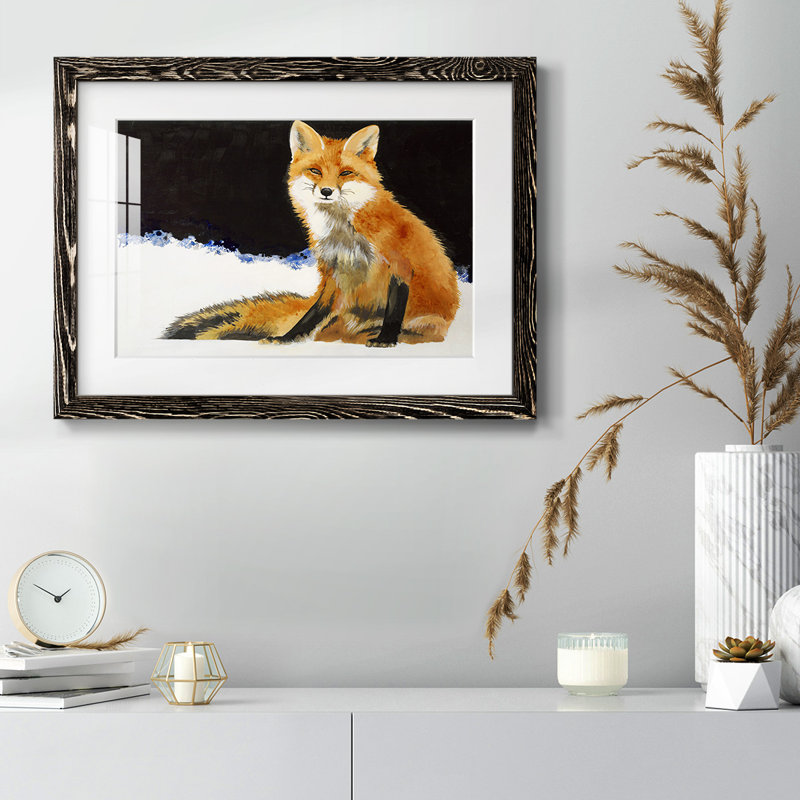 Renard encadré sur toile, Noir, H 18 po x l 26 po x P 1,5 po