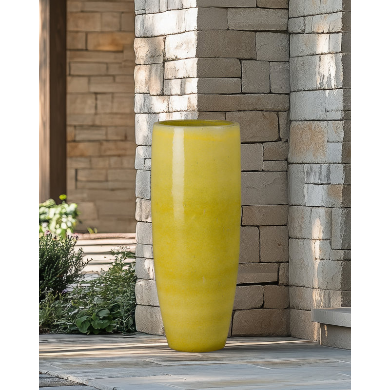 Jar Handmade Ceramic Planter, Yellow, 38" H x 15" W x 15" D