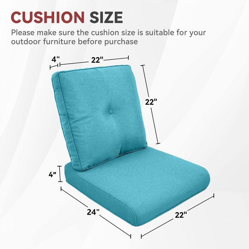Ensemble de 2 coussins de remplacement pour meubles d'extérieur 24 po x 22 po Carolina, Vert