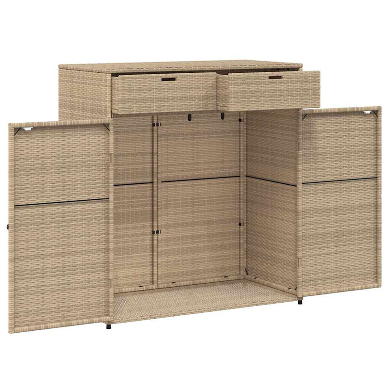 vidaXL Outdoor Storage Box, Large Deck Box PE Rattan with Magnetic Closure Weather Resistant, Stylish Modern Design With Ample Space For Tools And Cushions, Beige 41.3"x21.7"x44.5"