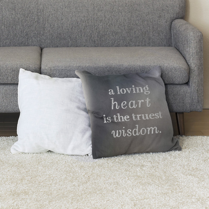 Coussin de sol amour & sagesse, H 36 po x l 36 po, Gris