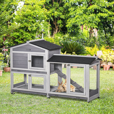 Maison de lapin en bois gris