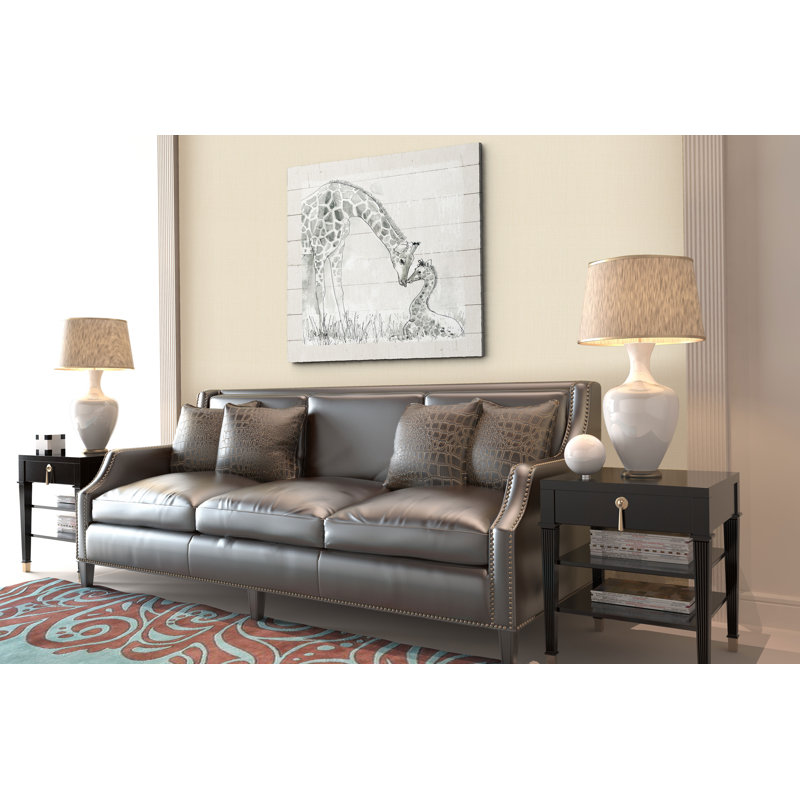 «Sketchy Mother and Baby Giraffe», peinture sur toile tendue, H 40 po x l 40 po x P 1,5 po