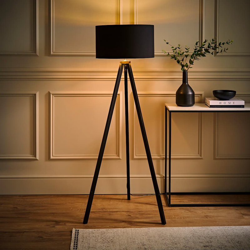 Baleine 135cm Black Tripod Floor Lamp, No