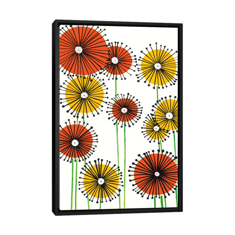 «Flower Wheels II», impression sur toile, H 26 po x l 18 po x P 1,5 po, Toile avec cadre noir, Pas de tapis
