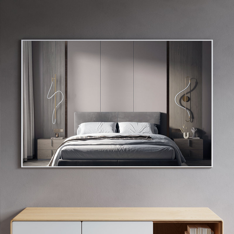 Miroir décoratif Akhilesh, H 31 po x l 48 po, Blanc