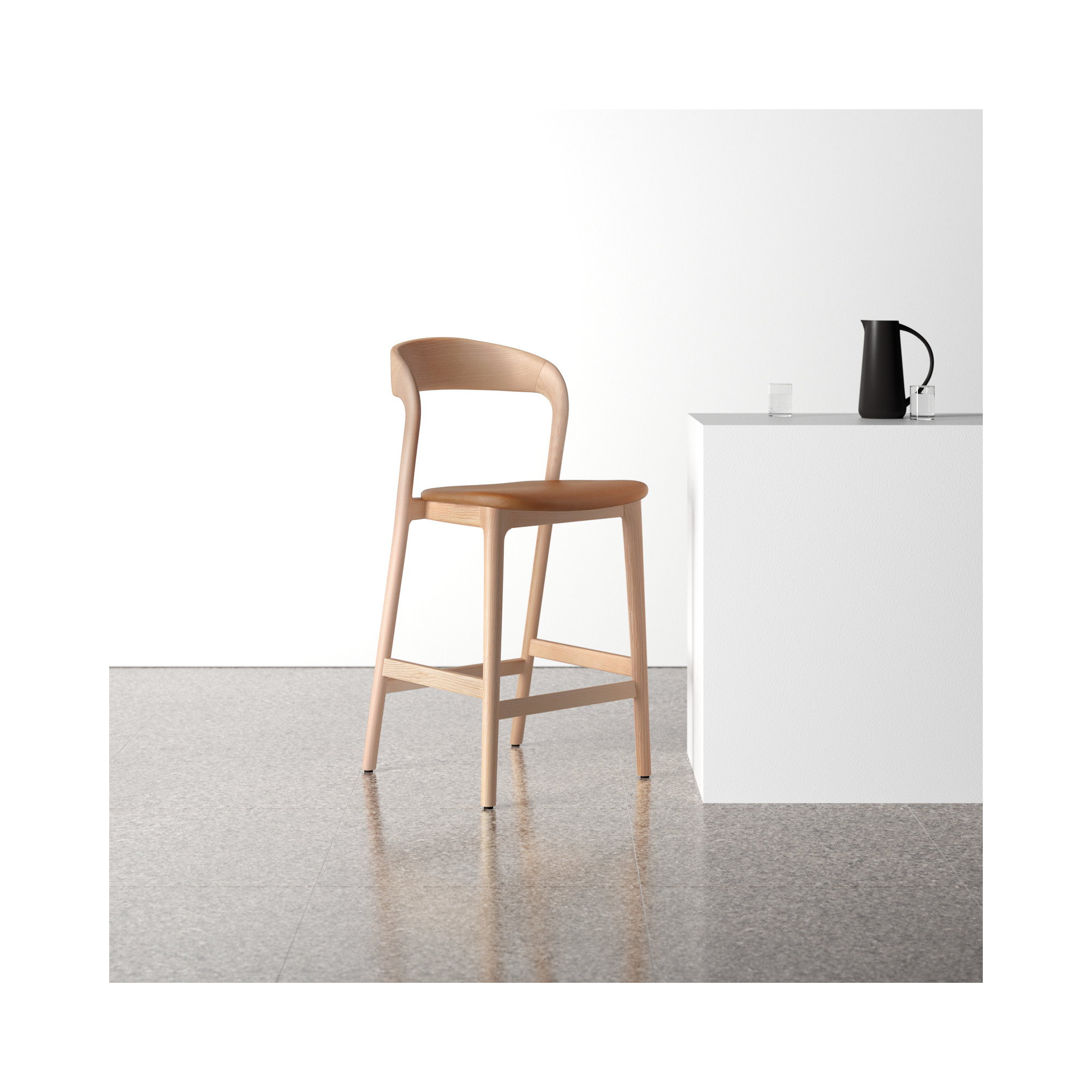 Kayla Leather Bar & Counter Stool, Butterscotch Genuine Leather/Natural, Counter Stool (26" Seat Height)