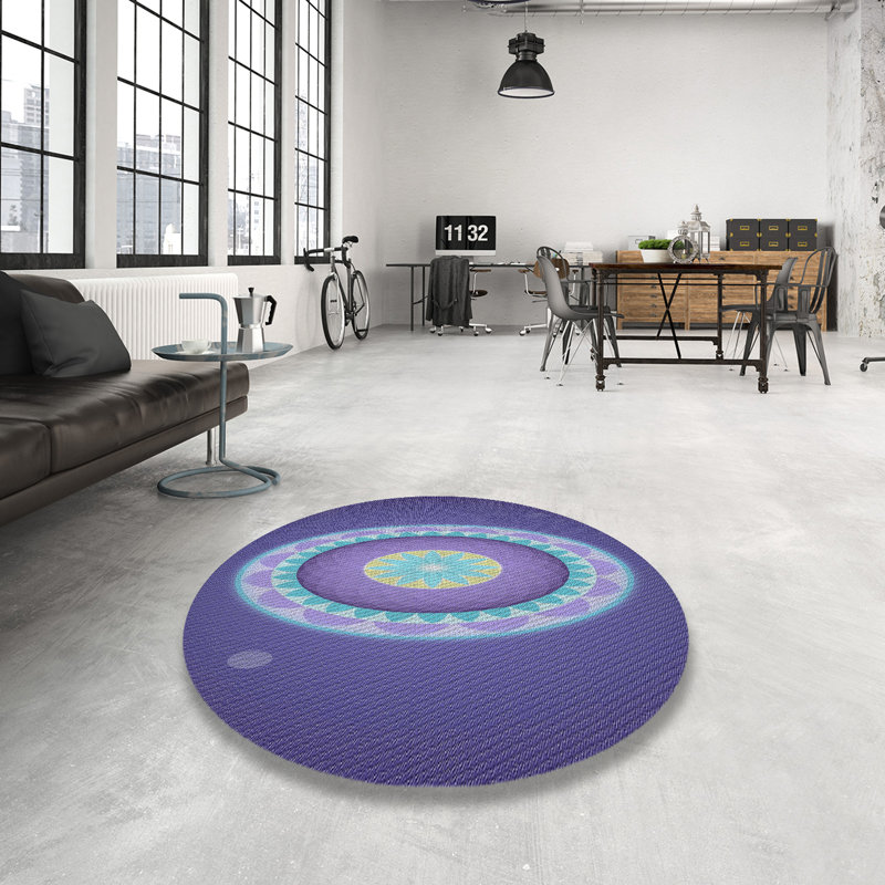 Tapis mauve à métier motorisée, Rond 5 pi