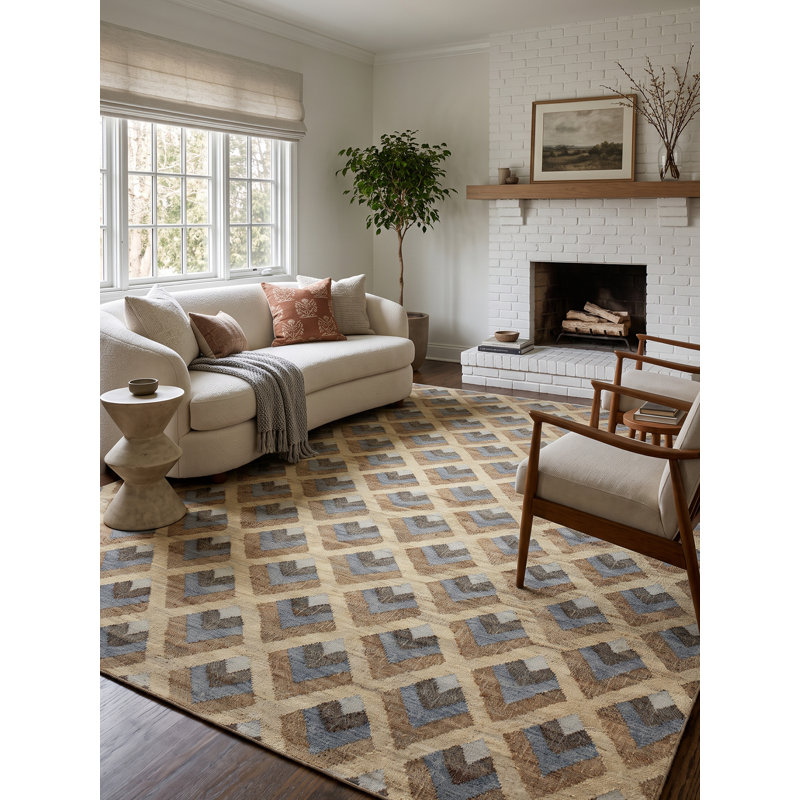 Aquila Geometric Area Rug in Gray/Beige/Brown, Rectangle 8' x 10'