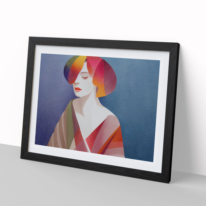 XH1022-10289X Woman In Watercolour - Single Picture Frame Print, 25cm H x 34cm W, Black