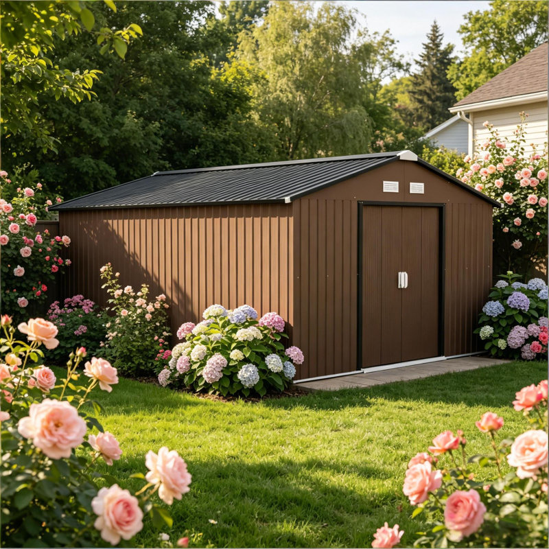 Remises spacieuses, remise de jardin moderne en acier galvanisé