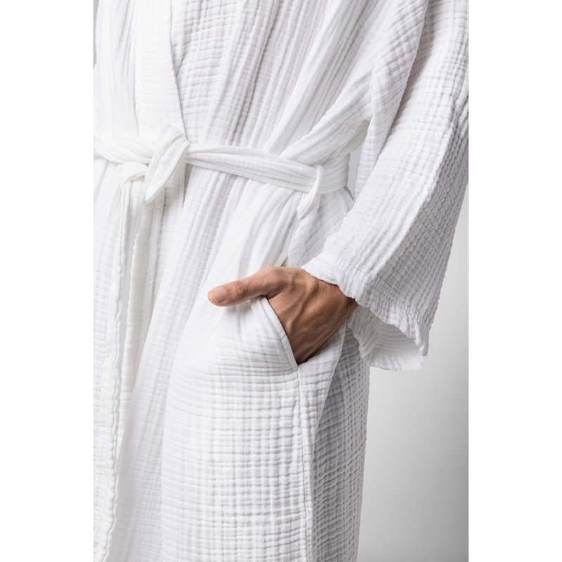 Muslin Cotton Kimono, L, White