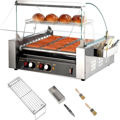 Winado Non Stick Hot Dog Roller & Panini Press with Glass Lid