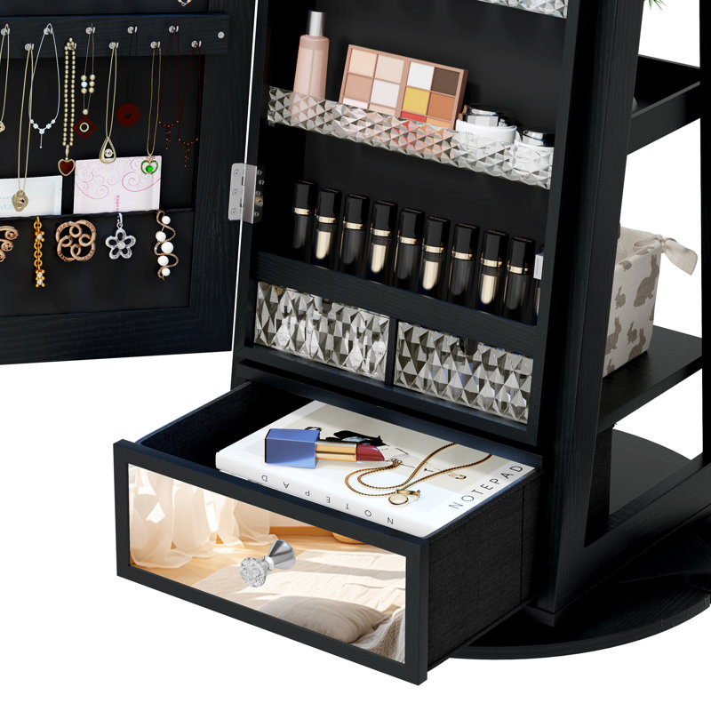 Freestanding Jewelry Armoire, Black