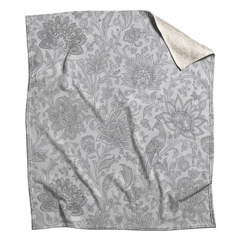 Couvertures complexes d'oiseaux à motif floral, L 60 po x H 80 po