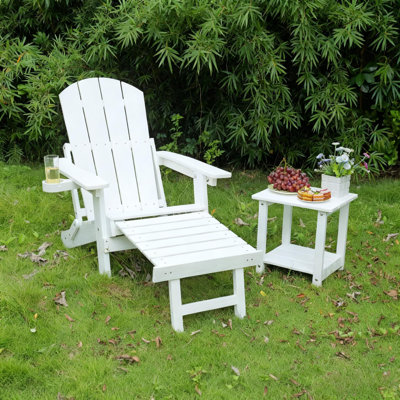 Méridienne d'extérieur pliable, inclinable, dossier réglable à 3 niveaux, repose-pieds dissimulé, conception ergonomique, idéale pour le patio, le camping et la piscine. (Blanc)