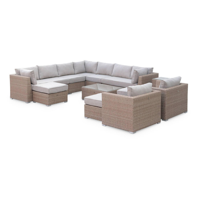 Wynnbrook 14 Seater Rattan Sofa Set, Natural