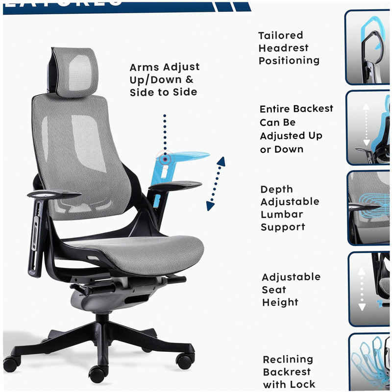 Fauteuil président ergonomique Mobili LUX, gris