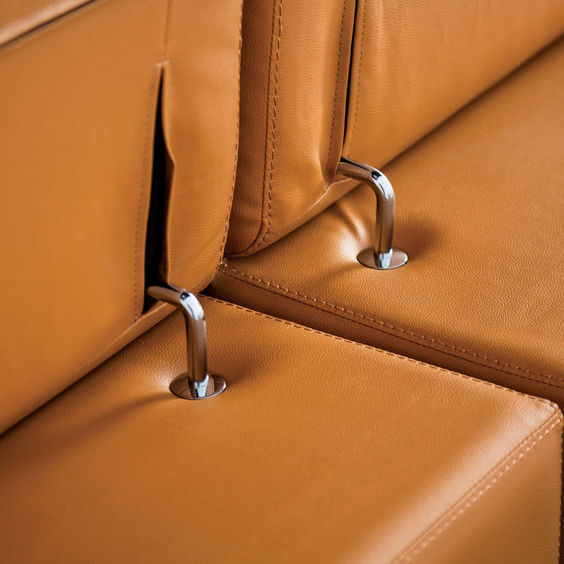 Hamblen Upholstered L-Shaped Sectional, Left Hand Facing, Brown Faux Leather