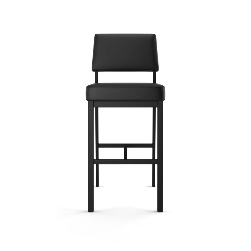 Amisco Avery Counter & Bar Stool, Bar Stool (30.25" Seat Height), Black, Black Faux Leather