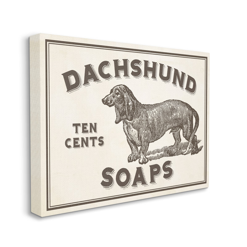 «Dachshund Soap Vintage Sign» par Daphne Polselli - impression, L 36 po x H 48 po, Toile tendue